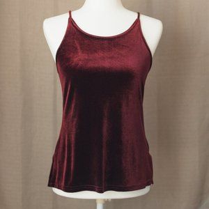 90's Vintage Dark Red Velvet Strap Top By Timing USA